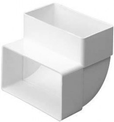 Svislé koleno, kanál plochý 220x90 mm, 90°, bílé (2/3)