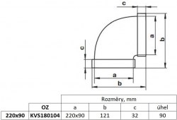 Svislé koleno, kanál plochý 220x90 mm, 90°, bílé (3/3)